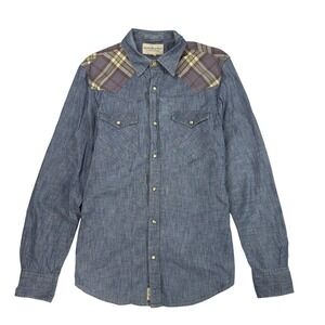 Denim & Supply Ralph Lauren Western Shirt Mens Size M Pearl Snap Button Up Blue